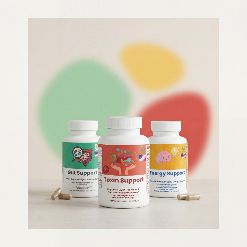 ToxVeto Gut, Energy and Toxin Support bottles